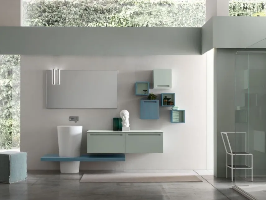 Mobile da Bagno sospeso in laccato opaco The verde Rush 29 di Arcom