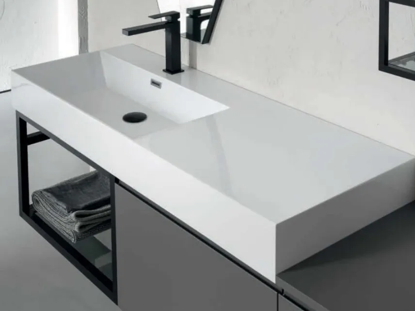 Mobile bagno moderno con lavabo in mineralguss B-GO BG006 di Compab