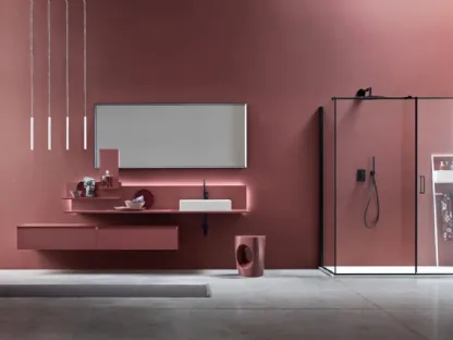 Mobile da Bagno sospeso di design Dafne 01 in laccato opaco di Arcom