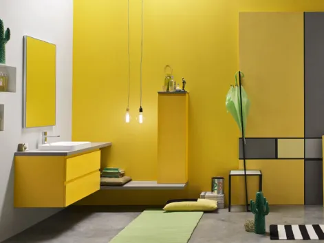 Mobile da Bagno sospeso laccato opaco Giallo Soul 51 di Arcom