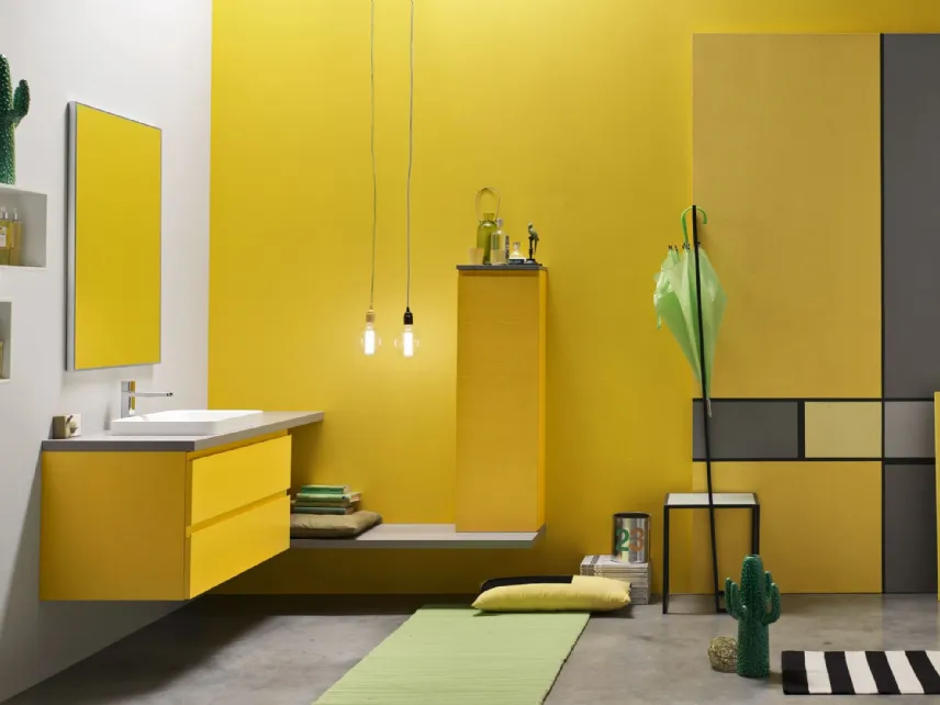 Mobile da Bagno sospeso laccato opaco Giallo Soul 51 di Arcom